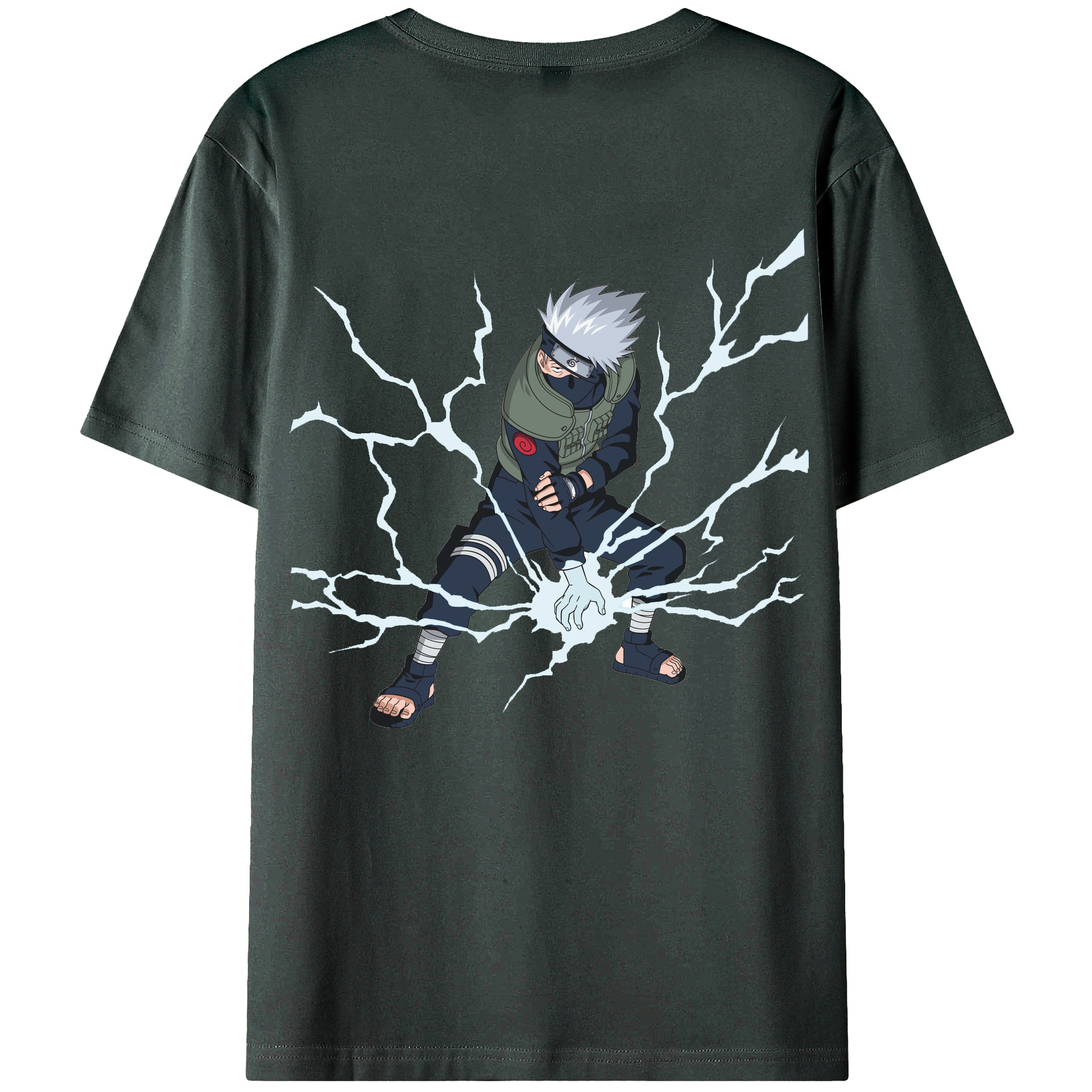 （画像用） NARUTO -ナルト- はたけ カカシ Hatake Kakashi 綿100％ メンズ半袖Tシャツ（バックプリント） 通気性
